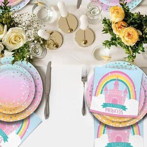 Princess Castle Birthday Napkins - 5" x 5" | Multicolor | 16 Pcs.